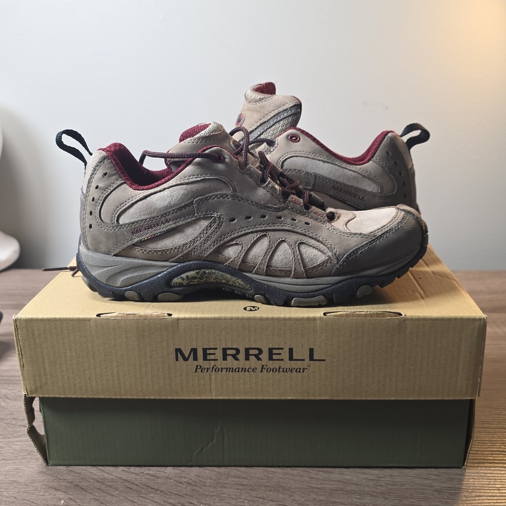 Merrell Siren Song Leather Hiking Shoes Dark Taupe Burgundy J16082 Womens 7